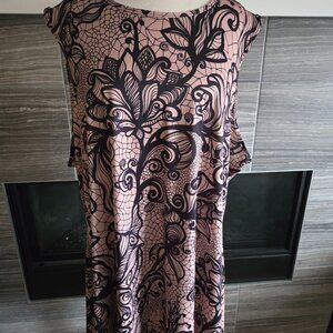 Lily Women's 4XL Black & Brown Floral Print Blouse